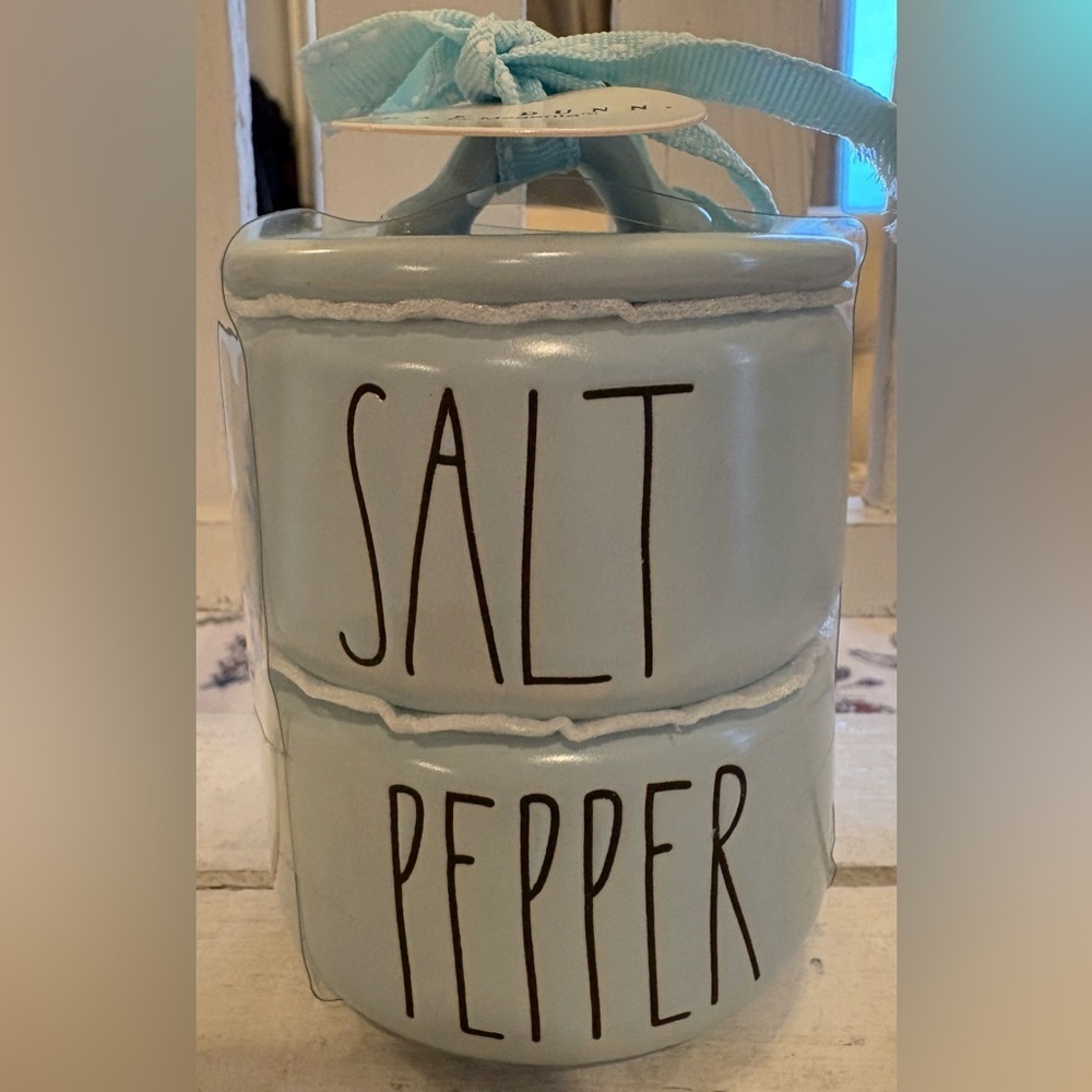 Rae Dunn Light Blue Salt and Pepper Stacker
